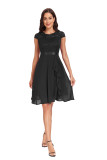 Casual Round Neck Lace Chiffon Swing Dresses