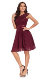 Casual Round Neck Lace Chiffon Swing Dresses