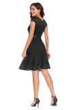 Casual Round Neck Lace Chiffon Swing Dresses