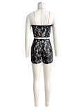 Sexy Semi-sheer Lace Strapless Tops & Shorts Two Piece