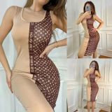 Casual High Elastic Sleeveless Printed Midi Dress