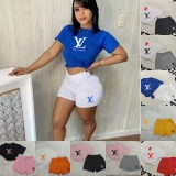 High Quality Cotton Women Print Short Sweatshirts Set