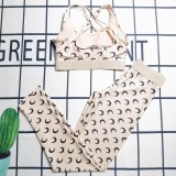 Summer Printed Beachwear Sleeveless Vest and Pants