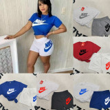 High Quality Cotton Women Print Short Sweatshirts Set
