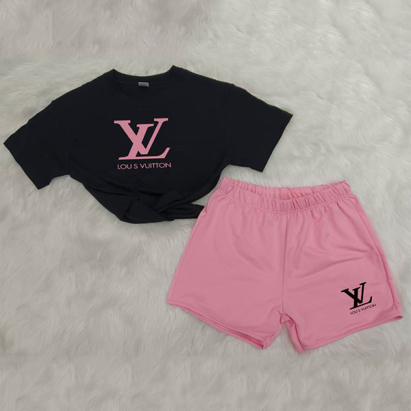 High Quality Cotton Women Print Short Sweatshirts Set