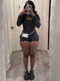 Spring/Summer Two Piece Long Sleeve Hooded Cloak Straps Rompers