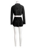Solid Acid-washed Distressed Three Piece Skirt Set