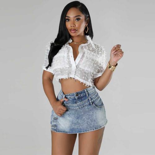 Stretch Women's Sexy Skirt Buttoned Multi-Pocket Denim Shorts