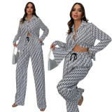 Casual Digital Printing Shirt + Pants Two Piece Set