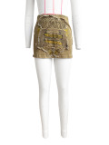 Patch Embroidered Zipper Denim Mini Skirt