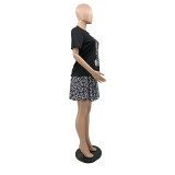 Fashion Printed Short Sleeve Skirt Set