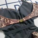 Summer Printed Straps Backless Hollow One Piece Rompers Swimwears