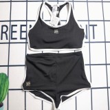 Summer Printed Sleeveless Crop Top and Shorts Swimwears
