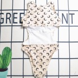 Summer Printed Sleeveless One Piece Rompers Swimwears