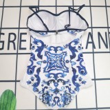 Summer Printed Straps One Piece Swimsuits
