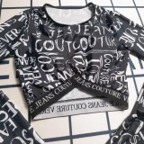 Casual Printed Long Sleeve Swimwear Trousers Two Piece Set