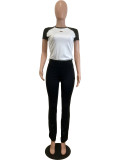 Summer Color Matching Sports Fitness Yoga Short Sleeve Trousers Set