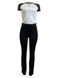 Summer Color Matching Sports Fitness Yoga Short Sleeve Trousers Set