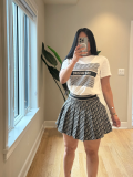 Summer Printed Short Sleeve Skirt Two-piece Set
