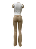 Summer Color Matching Sports Fitness Yoga Short Sleeve Trousers Set