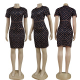 Summer Printed Round Neck Spliced Club Dress