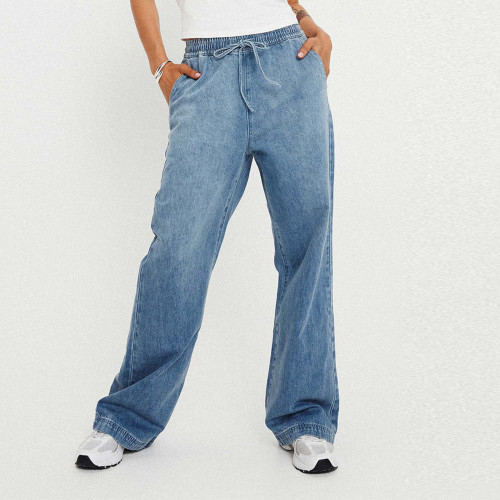 Relaxed Fit High-Waisted Wide-Leg Denim Jeans