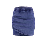 Blue Denim Irregular Bodycon Skirts