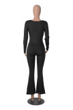 Women's Long Sleeve Square Neck High Elastic Jumpsuit