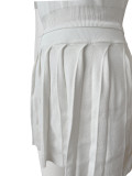 Woolen Sports Lapel Buttoned Pleated Skirt Set