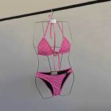 Summer Printed Halter Backless Bikini Set