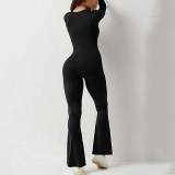 Women's Long Sleeve Square Neck High Elastic Jumpsuit