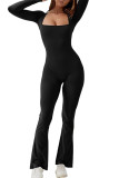 Women's Long Sleeve Square Neck High Elastic Jumpsuit