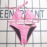 Summer Printed Halter Backless Bikini Set