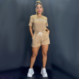 High Quality Beaded Steel Pressed Two Piece Short Summer Set