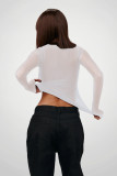 Mesh Square Neck Tops