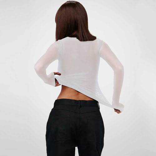 Mesh Square Neck Tops