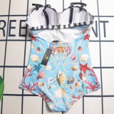 Summer Beach Padded Printed Straps One-piece Swimsuit