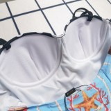 Summer Beach Padded Printed Straps One-piece Swimsuit