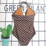 Summer Beach Padded Printed Halter One-piece Swimwear