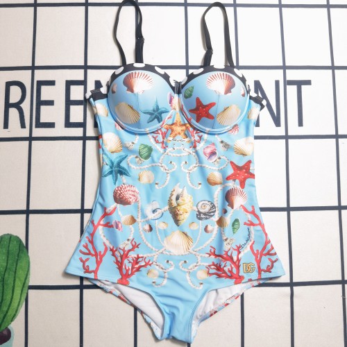 Summer Beach Padded Printed Straps One-piece Swimsuit