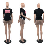 Casual Two Piece Cotton Printed Embroidered Short Set with Pockets