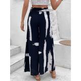 Fashion Trousers Printed High Waist Wide Leg Pants