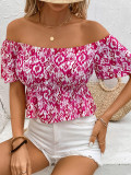 Strapless Short Sleeve Sweet Button Short Shirt