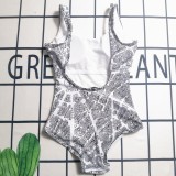 Summer Beach Padded Printed Sleeveless Backless One-piece Swimsuits