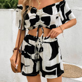 Sexy Off Shoulder Two Piece Shorts Set