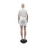 Fashion Cotton Pocket Casual No-iron Printed Two Piece Set