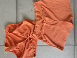 Solid Color Wshed Hollowed Out Vest and Shorts Set