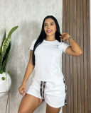 Women's Embroidered Short Sleeve Embossed Casual Set