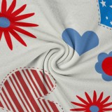 Large Women's V-Neck Independence Day Printing Short-Sleeve Dress