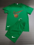 Summer High Quality Cotton Mens Print Shorts Sportswear Set